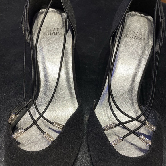 Embellished Crystal D’orsay Swarovski Crisscross Strap Kitten Pump Stiletto Rave - Picture 8 of 10